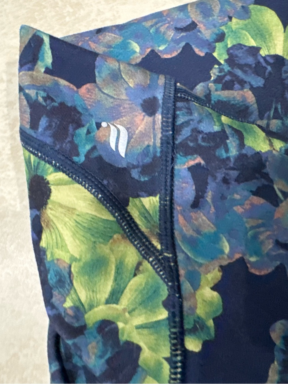 Fabletics Floral High-Rise Leggings in Green and Blue - Picture 5 of 5